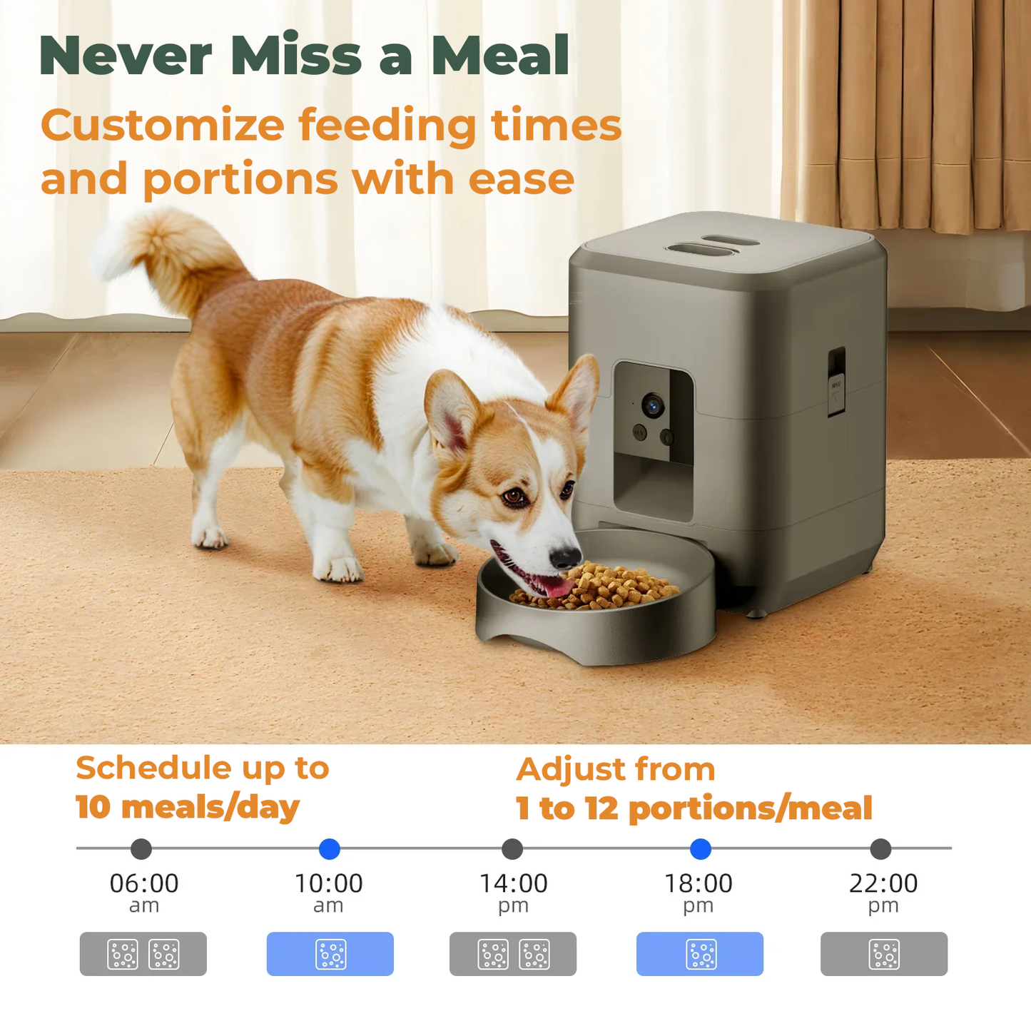 SMART AUTOMATIC PET FEEDER WITH WIFI, VIDEO & VOICE MESSAGING