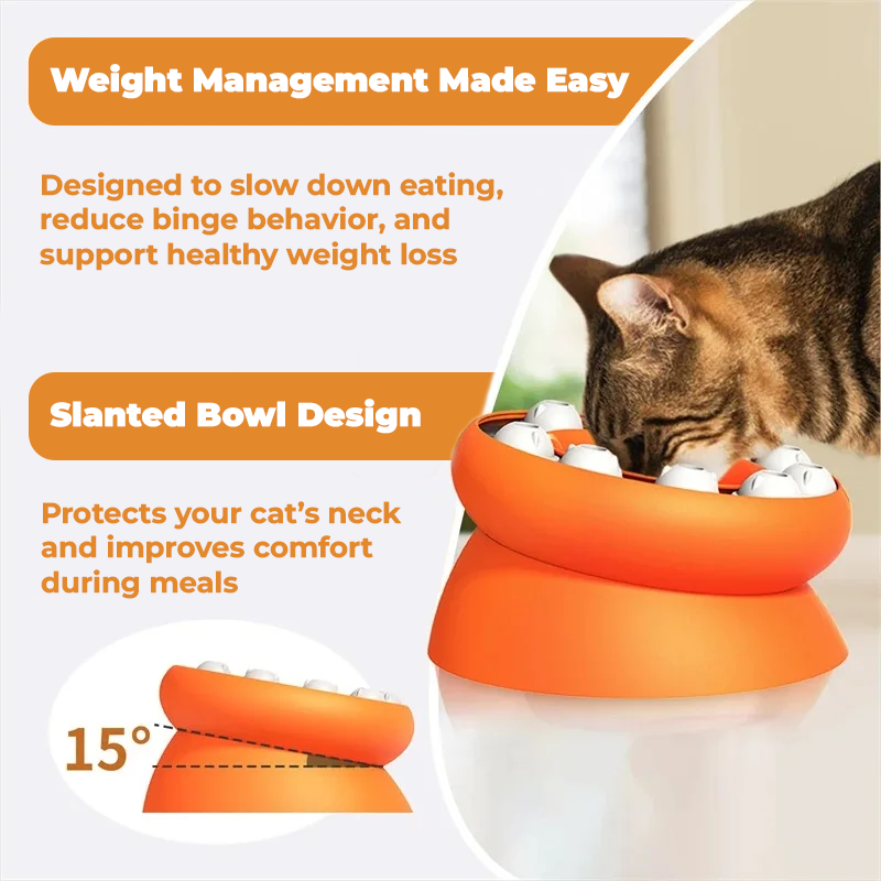 INTERACTIVE CAT PUZZLE FEEDER BOWL WITH SLANTED DESIGN