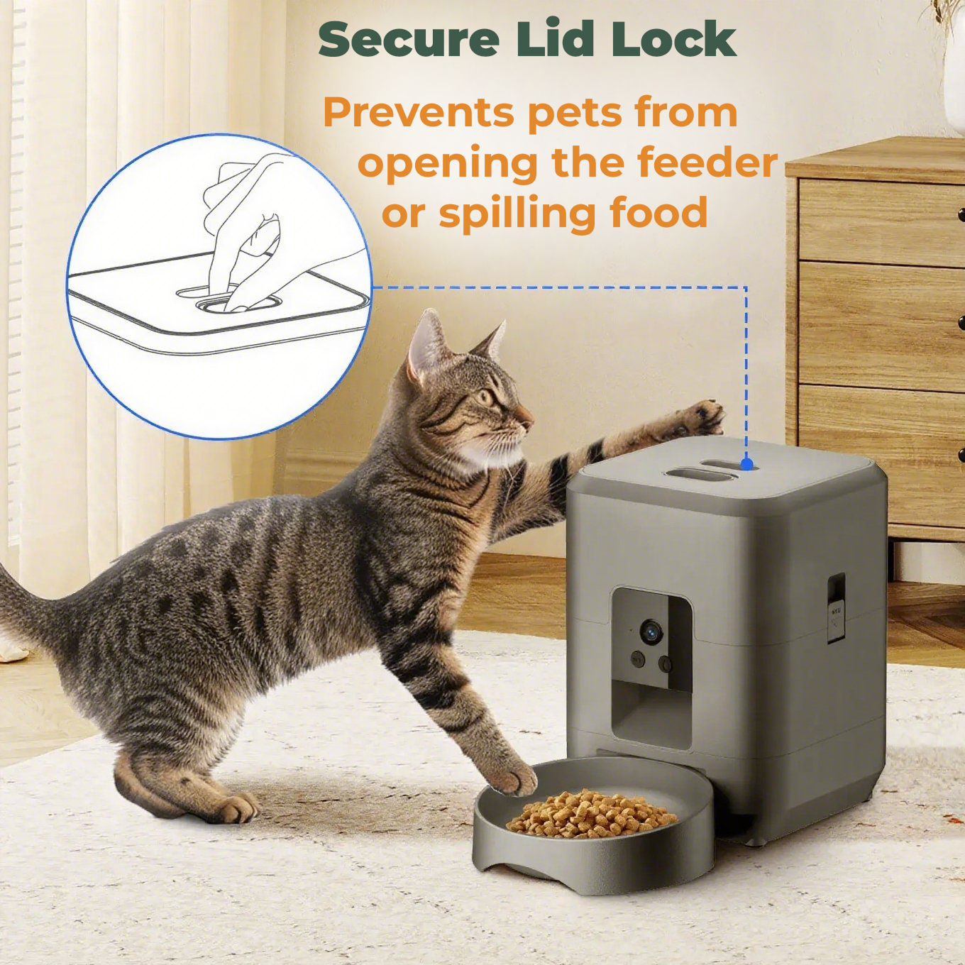 SMART AUTOMATIC PET FEEDER WITH WIFI, VIDEO & VOICE MESSAGING