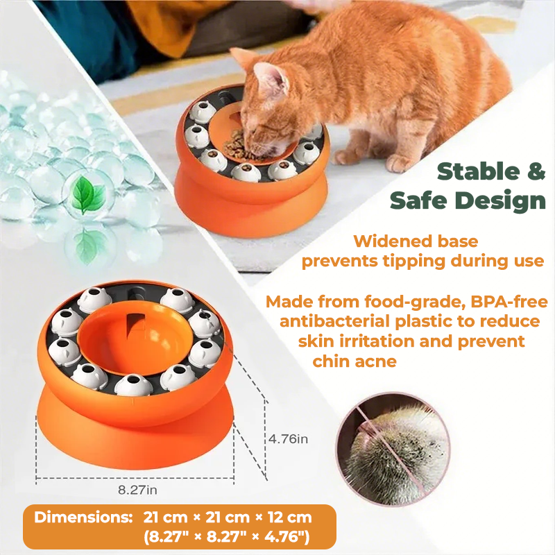 INTERACTIVE CAT PUZZLE FEEDER BOWL WITH SLANTED DESIGN