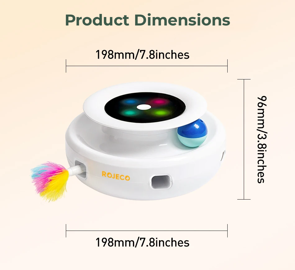 INTERACTIVE 2-IN-1 CAT TOY WITH FEATHER & LED BALL