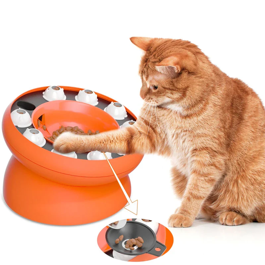 INTERACTIVE CAT PUZZLE FEEDER BOWL WITH SLANTED DESIGN