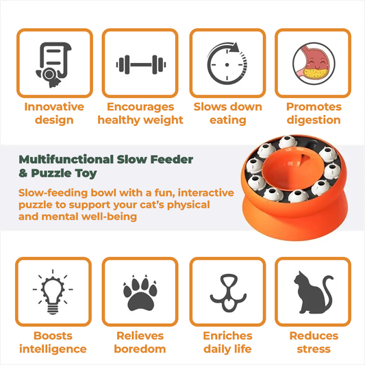 INTERACTIVE CAT PUZZLE FEEDER BOWL WITH SLANTED DESIGN