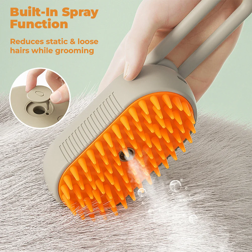 SILICONE PET GROOMING BRUSH WITH SHAMPOO DISPENSER