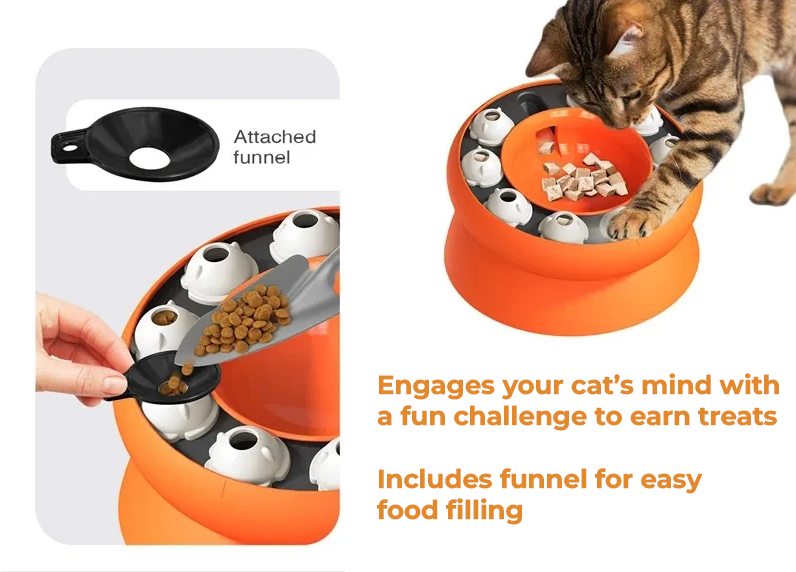 INTERACTIVE CAT PUZZLE FEEDER BOWL WITH SLANTED DESIGN