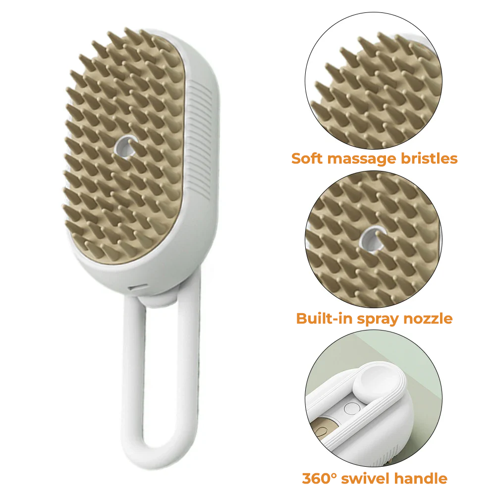 SILICONE PET GROOMING BRUSH WITH SHAMPOO DISPENSER