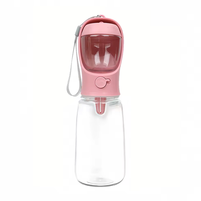 PORTABLE PET WATER BOTTLE WITH FOOD COMPARTMENT & DISPENSER